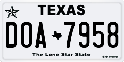 TX license plate DOA7958
