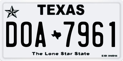 TX license plate DOA7961