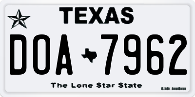 TX license plate DOA7962
