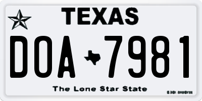 TX license plate DOA7981