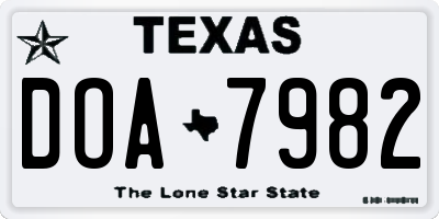 TX license plate DOA7982