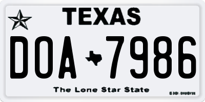 TX license plate DOA7986
