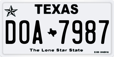 TX license plate DOA7987