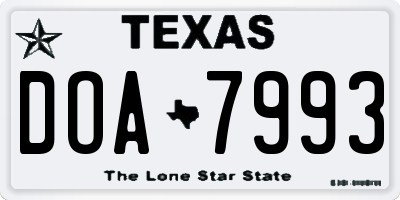 TX license plate DOA7993