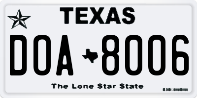 TX license plate DOA8006