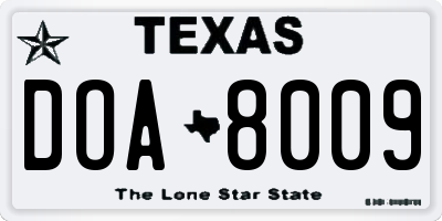 TX license plate DOA8009