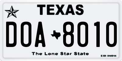 TX license plate DOA8010