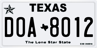 TX license plate DOA8012