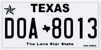 TX license plate DOA8013