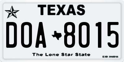 TX license plate DOA8015