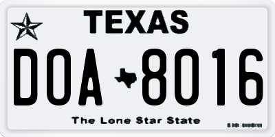 TX license plate DOA8016