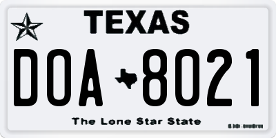 TX license plate DOA8021
