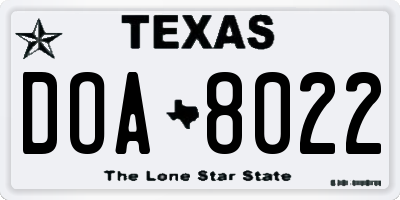 TX license plate DOA8022