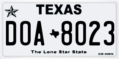 TX license plate DOA8023
