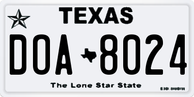TX license plate DOA8024