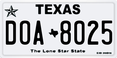 TX license plate DOA8025