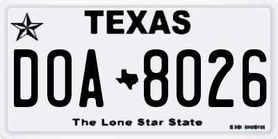 TX license plate DOA8026