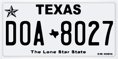 TX license plate DOA8027