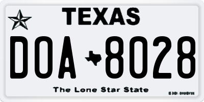 TX license plate DOA8028
