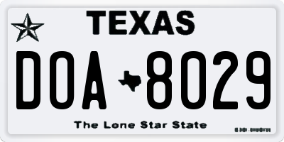 TX license plate DOA8029