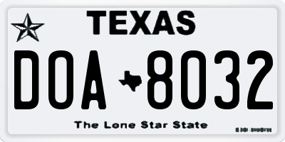 TX license plate DOA8032