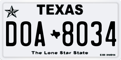 TX license plate DOA8034