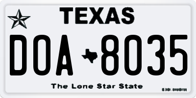 TX license plate DOA8035