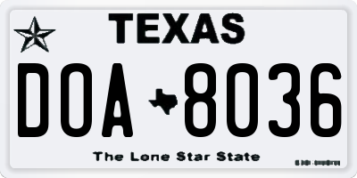 TX license plate DOA8036
