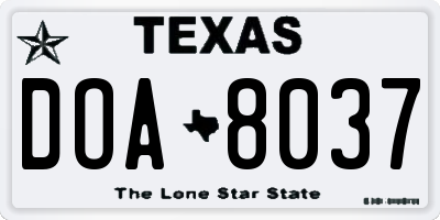 TX license plate DOA8037