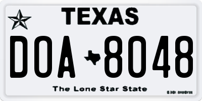 TX license plate DOA8048