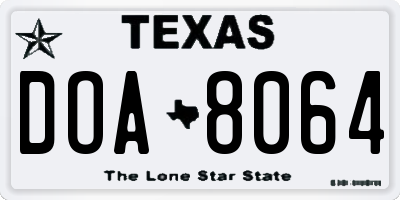TX license plate DOA8064