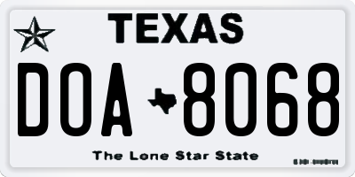 TX license plate DOA8068