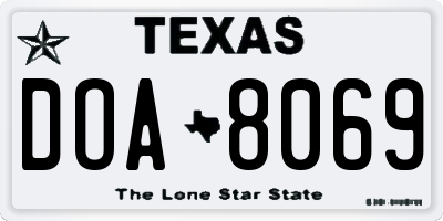 TX license plate DOA8069