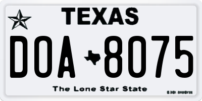 TX license plate DOA8075