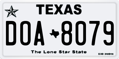 TX license plate DOA8079