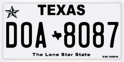 TX license plate DOA8087
