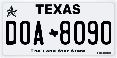 TX license plate DOA8090