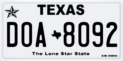 TX license plate DOA8092