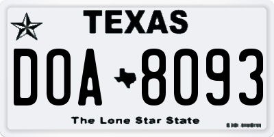 TX license plate DOA8093