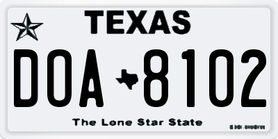 TX license plate DOA8102