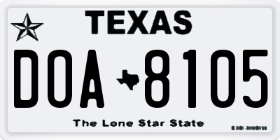 TX license plate DOA8105