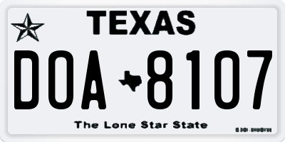 TX license plate DOA8107
