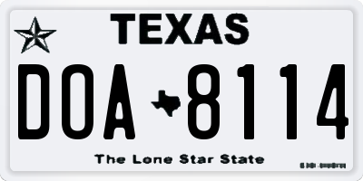 TX license plate DOA8114