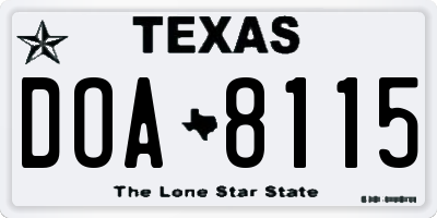 TX license plate DOA8115