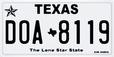 TX license plate DOA8119