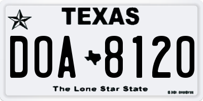 TX license plate DOA8120
