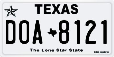 TX license plate DOA8121