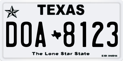 TX license plate DOA8123