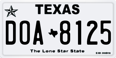 TX license plate DOA8125