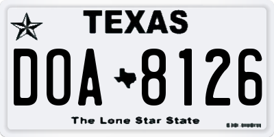 TX license plate DOA8126